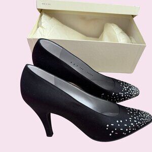 St John Black Heels with Silver Accents Size 8